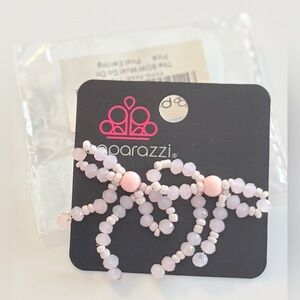Paparazzi Light Pink Beaded Bow Earrings